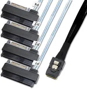 Sonilco Maximum Performance Cable Mini SAS 36P SFF-8087 to SFF-8482 HDD SATA Power Cord (2 Cables, 0.5 M / 1.6 Feet)