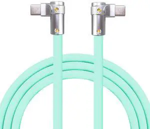 chubbycable FlexElbow Pro - 90 Degree Design 240W Fast Charge Cable Ultra-Thick Silicone Right Angle USB C Cable Phone Tablets Charging Cord, Light Blue, Double Elbow Type C to Type C, 9.8FT