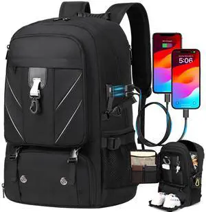 18.4 Inch Large Travel Backpack with Shoe Compartment,80L Water Resistant Anti Theft Backpacks with USB Charging Port,Carry on Flight Approved Laptop Bag Multiple Backpack (Fits above 5.91 ft height)