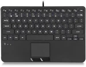 Perixx PERIBOARD-425 US Wired Mini USB Keyboard with Touchpad, X Type Scissor Keys, White Backlit, 2 USB Hubs, Compact 11.18x7.17x1.1 Inches, US English