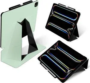 MOFT Folio Case for iPad Air 13-inch M3/M2 (2025/2024) - Silm Stand Protective Case with Detachable Pencil Holder, Multi-Angle Viewing, MOVAS Leather Cover, Auto Sleep/Wake, Pepper Mint