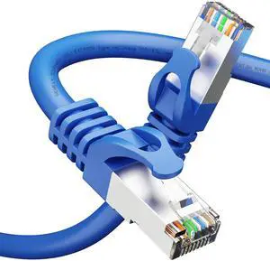 GEARit Cat6A Ethernet Cable (200 ft, Blue) 10Gbps Snagless Long Shielded SSTP, SFTP Shielded Ethernet Cable, 26AWG 4 Pair Solid Bare Copper Cat6 Cable, Cat 6 Shielded Network Cable - 200 feet
