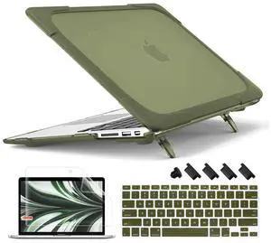 Mektron for MacBook Air 13 Case A1466 A1369, [Heavy Duty] [Dual Layer] Hard Case Cover with TPU PC Bumper for MacBook Air 13.3-inch (2010-2017) w/Keyboard Cover Screen Protector, Avocado Green