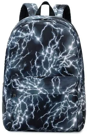 mezhsa Boy School Backpack Elementary Middle Lightning Bookbag Laptop Teenager Waterproof Lightweight 17 Inches (2Black)