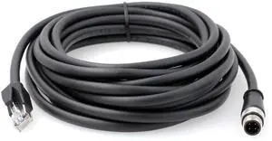 HangTon Sensor Ethernet Cable for Keyence SR2000 Barcode Reader Industrial Automation Fieldbus, M12 D-Code 4 Pin to RJ45 Cat6 Network 5M