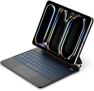 GOOJODOQ Magnetic Keyboard Case for iPad Pro 11-inch(M4,2024),Click-Anywhere Trackpad with 7 Color Backlit for iPad Pro 11 Keyboard-Black