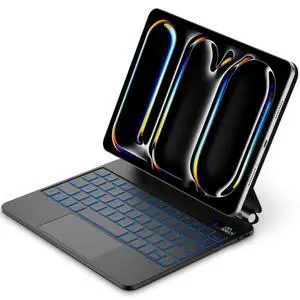 GOOJODOQ Magnetic Keyboard Case for iPad Pro 11-inch(M4,2024),Click-Anywhere Trackpad with 7 Color Backlit for iPad Pro 11 Keyboard-Black