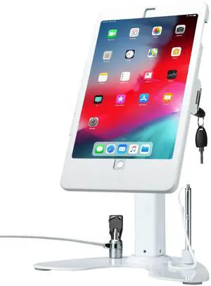 Dual Kiosk Stand  CTA Security Stand with Locking Case, Cable, Stylus and Tether  Compatible with Headphone Jack, iPad 7th/ 8th/ 9th Gen 10.2, iPad Pro 10.5 (PAD-ASKW10)  White