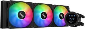 SAMA SM360 Black Adjustable Liquid Cooler LCD Display Screen with 3x120mm Addressable ARGB PWM Silent Fan 360mm AIO Radiator