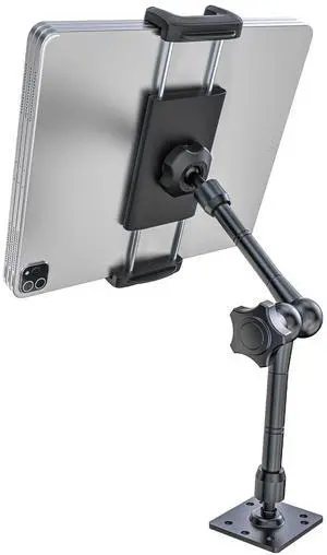 Kolasels Industrial Tablet Holder for Car/Truck/Vehicle [Metal Magic Arm] Heavy Duty Drill Base Tablet Car Mount for Dashboard/Boats/Wall/Desk, for 4-13" iPad Pro/Air/Mini/Galaxy Tab, Cell Phone