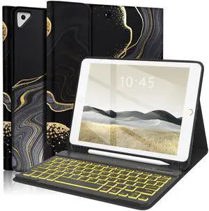 FUWANG Keyboard Case for iPad 9th 8th 7th Generation 10.2 inch, Detachable 7 Colors Backlit for iPad 9th Generation Case with Keyboard, Keyboard Case for iPad Pro 10.5"/Air 3rd Gen, with Pencil Holder