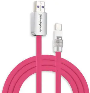 chubbycable Chubby 2.0 Fast Charging Cable Durable Soft Silicone USB C Cable 120W Extra Thick Phone Charger Cord Data Transfer Cord, Rose Red, USB-A to Type-C, 13.1 FT