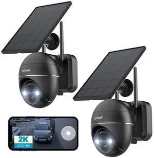 ieGeek 2K Security Camera Wireless Outdoor, 2.4G WiFi 360° View Pan Tilt Strobe Light/Spotlight Home Security System with Motion Detection and Siren, 2 Way Talk, IP65, 3MP Night Vision