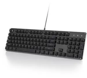 Owpkeenthy Black Computer Keyboard, Full-Size Typewriter Ice Blue Backlit Quiet Office Gaming Keyboard with Cool Square Punk Keys Metal Panel for LaptopPC Desktops (104 Black)