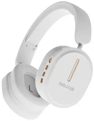SUNJOM Inspire 28H Playtime Wireless and Wired Stereo HiFi Foldable FM Radio Over-Ear Bluetooth Headphones with Microphone for iPhone iOS Android-White
