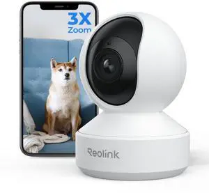 REOLINK Smart 4K UHD Pan & Tilt Dual-Band Wi-Fi 6 Indoor Security Camera with 3X Optical Zoom, Auto-Tracking, People/Pet Detection, Crying Sound Detection, Privacy Mode, and Bluetooth Setup, E1 Zoom