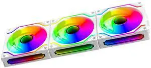 ICOLER JM-S30 Magnetic Type Module Daisy-Chain Infinity Mirror ARGB Case Fan,120×120×30mm PWM Triple Pack,Suitable for Computer Case & CPU Cooling(White)