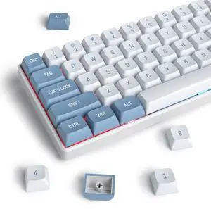 iRoboosta PBT Keycaps, CSA Profile Double Shot Keycap Blue and White 158 Keys Key caps Set, Custom Keycaps for Cherry MX Switches Mechanical Keyboard (Shoko Blue)