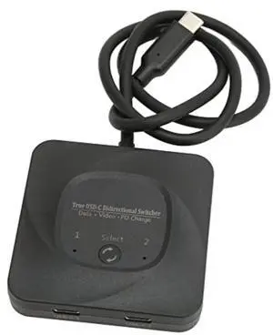 USB 3.0 Switch Selector, 2 in 1 Out USB C Switcher with Power Indicator, Bi Direction Switcher for 2 Computers Share 1 USB Devices