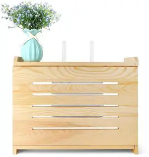 BEARUT Wooden Router Shelf Wall Mount WiFi Router Storage Box Modem Cable Router Cover Organized Power Strip Cable Management Hider Rack Need Assembly 14.9 * 9.8 * 5.4 in (L* H * W)