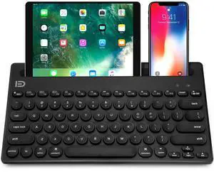 Attoe Wireless Keyboard, Dual Channel Multi-Device Universal Cute Wireless Bluetooth Keyboard Portable Slim with 20m Connection Distance for Tablet Smart Phone PC Windows Android iOS Mac (Black)