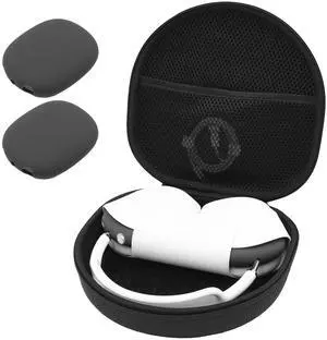 ProCase Hard Case for AirPods Max, Travel Carrying Headphone Case with Silicone Earpad Cover & Mesh Pocket, AirPods Max Protective Portable Storage Bag -Black