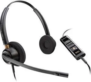 Poly - EncorePro 525-M USB-A and USB-C USB Headset (Plantronics) - Optimized for Teams - Acoustic Hearing Protection - Hold & Call Answer Buttons - Dual Ear Wearing Style,Black
