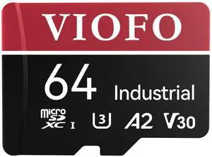 VIOFO 64GB Industrial Grade microSD Card, U3 A2 V30 High Speed Memory Card with Adapter, Support Ultra HD 4K Video Recording