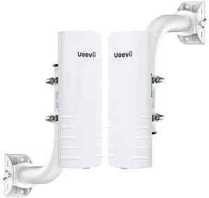 Wireless Bridge Outdoor with 2 Bracket: UeeVii CPE452 Point to Point 5.8G Long Range WiFi CPE - Work with Starlink - Extend Network to Shop Barn Garage, with 14DBi Antenna 24V PoE 2 LAN Port 2Pcs
