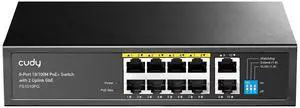 Cudy 8 Port Fast Ethernet 100Mbps PoE Switch 8 PoE+ Ports @120W, Plug & Play Sturdy Metal w/Shielded Ports Extend Mode Priority Mode FS1010PG