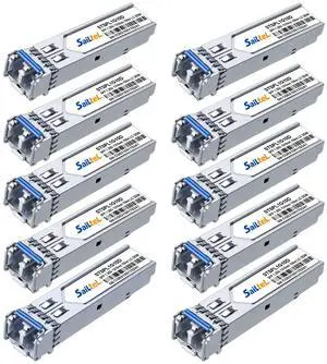 1.25 Gigabit Single Mode LC Duplex Transceiver,1000Base-LX Dual Fiber SFP Module,1310nm SMF, up to 10 km,DDMCompatible with Cisco, Ubiquiti, Mikrotik,Netgear, Dlink and More (10Pack)