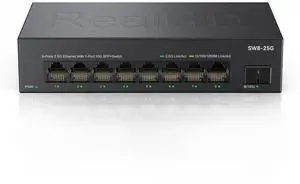 Real HD 8 Port 2.5G Ethernet Switch Unmanaged Network Switch with 8 x 2.5 Gigabit | 1 x 10G SFP+ | Work with 10-100-1000Mbps Devices | 60G Bandwidth | Plug & Play | Fanless Quiet Metal Internet Switch