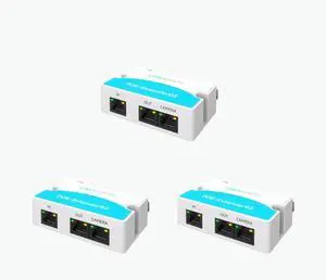 LINOVISION Mini 2 Port POE Extender IEEE 802.3af/at POE Repeater Up to 1000ft Power Over Ethernet Over Cat5/6 Cable, POE Splitter to 2 POE Devices Like IP Cameras, IP Phone (3 Pack)