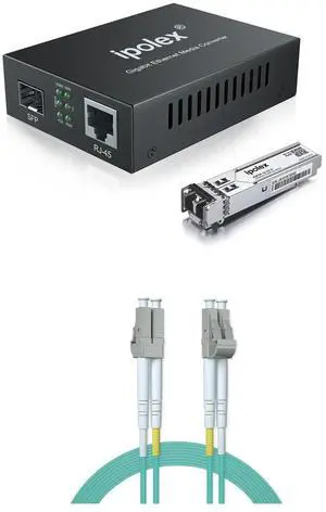 ipolex LC Media Converter + OM3 LC LC Fiber Cable
