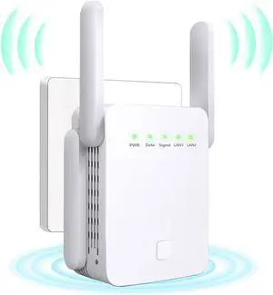 WiFi Repeater, WiFi Extender Wi-Fi Signal Booster Amplifier for Home Cover Up to 200sq.ft WiFi 2.4GHz Dual Band Wireless Repeater, 4 Antennas 360° WiFi Amplifier, WiFi Range Extender with