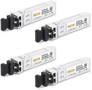 4Pack 10GBase-SR SFP+ Transceiver, 10G 850nm Multimode Module up to 300M, Compatible for Cisco SFP-10G-SR, Ubiquiti UniFi UF-MM-10G, Meraki MA-SFP-10GB-SR, D-Link, Netgear, Mikrotik, ZTE and More