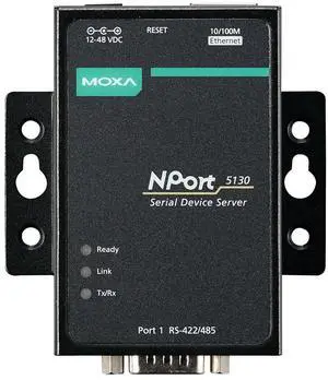 MOXA NPort 5130-1 Port Device Server, 10/100 Ethernet, RS-422/485, DB9 Male