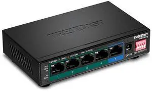 TRENDnet 5-Port Gigabit PoE+ Switch, Camera DIP Switch extends PoE+ 200m (656 ft.), 60W PoE Budget,Lifetime Protection, Black, TPE-TG51g