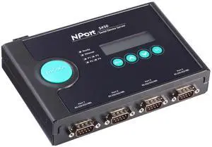 MOXA NPort 5450 w/Adapter - 4 Ports Device Server, 10/100 Ethernet, RS-232/422/485, DB-9, 15KV ESD, 110V Adapter Included