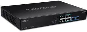 TRENDnet TPE-BG102g, 10-Port Gigabit 240W PoE++ Switch with 4 x 95W PoE++ Ports, 4 x 30W PoE+ Ports, 2 Gigabit SFP Slots,240W PoE Budget, 1U 19 Rack Mountable,Lifetime Protection