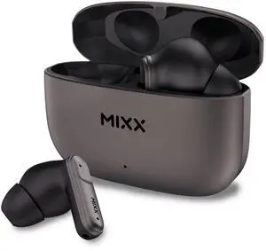 MIXX StreamBuds Custom 3 True Wireless Earbuds with Charging Case  24hr Playtime, Quick Charge, App Control, Clear Voice Quad Mic, Noise Isolation  Bluetooth 5.3, Zinc Alloy Case - Black