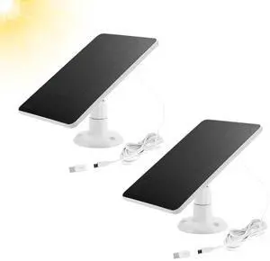 2 Pack Solar Panels Compatible with WYZE Battery Cam Pro, Solar Panels for Wireless Security Camera Outdoor 4W Type C Port, 10ft Micro USB Cable and Adjustable Mount, White