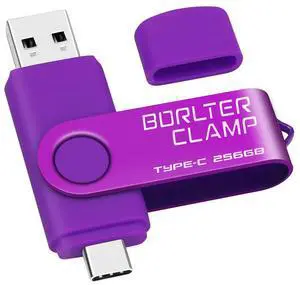 256GB USB Type-C Flash Drive, BorlterClamp USB C 3.0 Jump Drive Memory Stick Dual Port for Android Smartphones Samsung Galaxy S10/S9/S8/Note 9, LG, Huawei, Tablets & Computer (Purple)