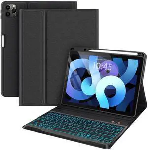BLUTLOTUS Keyboard Case for iPad Air 11-inch(M2 2024)/10.9-Inch Air 5th 4th Generation Case with Keyboard/Ipad Pro 11(4th/3rd/2nd/1st Gen)- 7 Backlit Detachable, Folio Cover with Pencil Holder (Black)