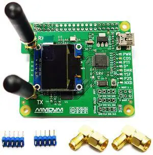 AURSINC MMDVM Duplex Hotspot Module Dual Hat V1.5.2 with 0.96 OLED Display Support P25 DMR YSF NXDN DMR Slot 1 + Slot 2 for R Pi 1, 2/2b, 3/3b/3b+, 4/4b, Pi Zero, Zero 2W with USB Port (with OLED)