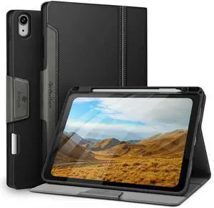 Antbox Case for iPad Air 11-inch M3 (2025) / M2 (2024), iPad Air 5th/4th Generation 10.9'' Vegan Leather with Pencil Holder Typing Angle Auto Sleep/Wake Muti-Stand (Black)