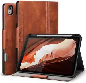 Antbox Case for iPad Air 11-inch M3 (2025) / M2 (2024), iPad Air 5th/4th Generation 10.9'' Vegan Leather with Pencil Holder Typing Angle Auto Sleep/Wake Muti-Stand (Brown)