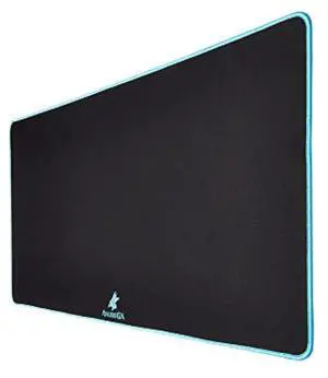 AnubisGX (68 Color/Size Options) Gaming Mouse Pad (XL: 36x18), Black Pad with Light Blue Stitching. Best Premium Waterproof Non RGB Computer Gaming XL Desk Pad Mat, Large Non-Slip Gamer Mousepad