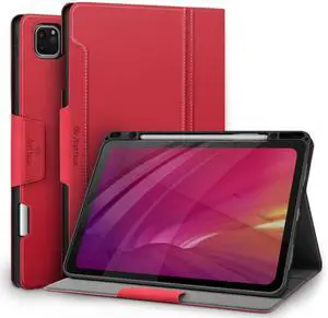 Antbox Case for iPad Pro 12.9'' 6th Generation (2022) 5th/4th/3rd Generation (2021/2020/2018), Built-in Pencil Holder Auto Sleep/Wake Function PU Leather Smart Cover (Red)