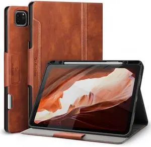 Antbox Case for iPad Pro 12.9'' 6th Generation (2022) 5th/4th/3rd Generation (2021/2020/2018), Built-in Pencil Holder Auto Sleep/Wake Function PU Leather Smart Cover (Brown)